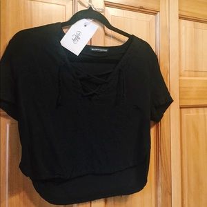 Black Brandy Melville tie-up crop top